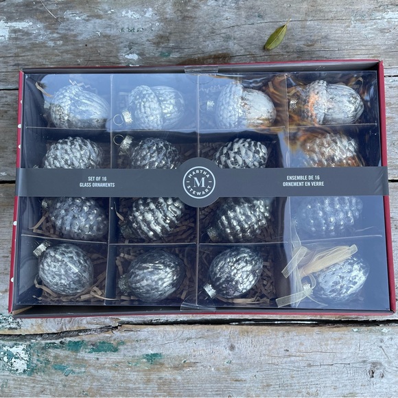 Martha Stewart Silver Mercury Glass Pinecone acorn Christmas Ornaments S… - Picture 8 of 9